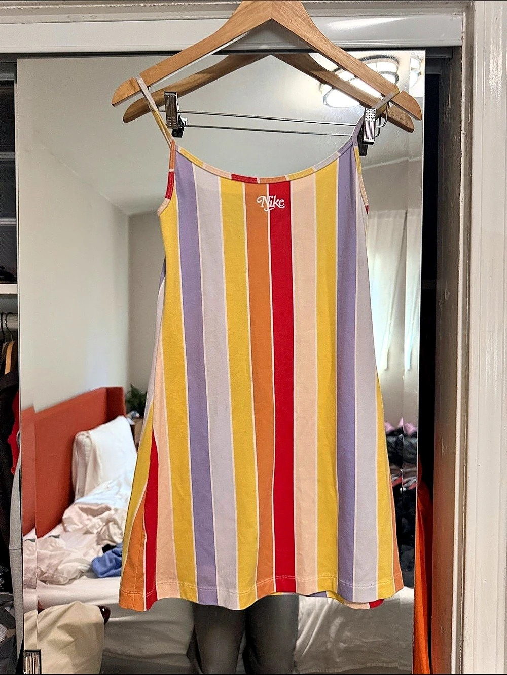 Nike Sportswear Retro Femme Striped Dress Mini Dress Yellow & Pink XS
